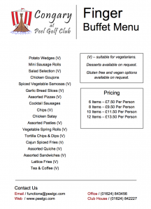 Peel Golf Club Finger Buffet Menu 